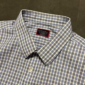 Untuckit Shirt Mens XL Blue Plaid Short Sleeve Button Up‎ Dante Preppy Cotton